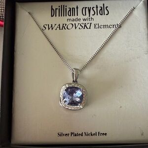 Swarovski Blue/Purple square Crystal Necklace